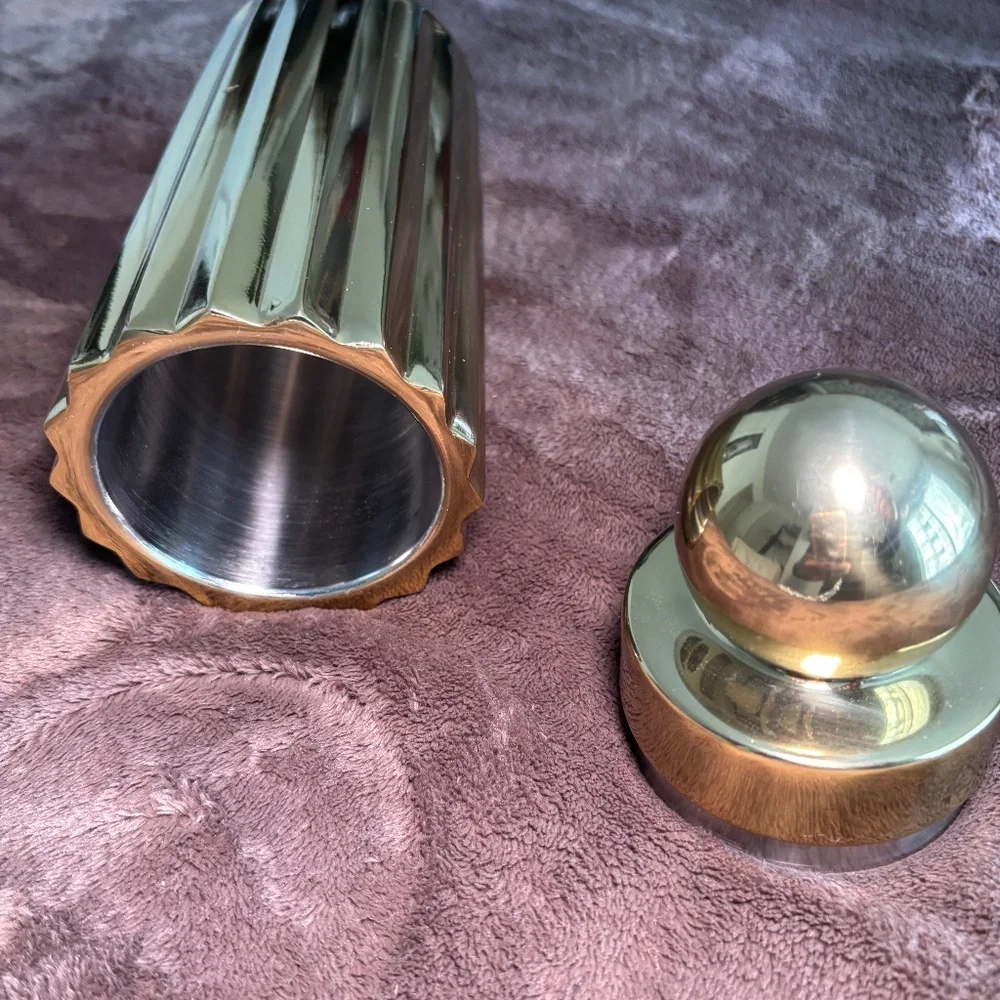 West Elm gold metal cocktail shaker